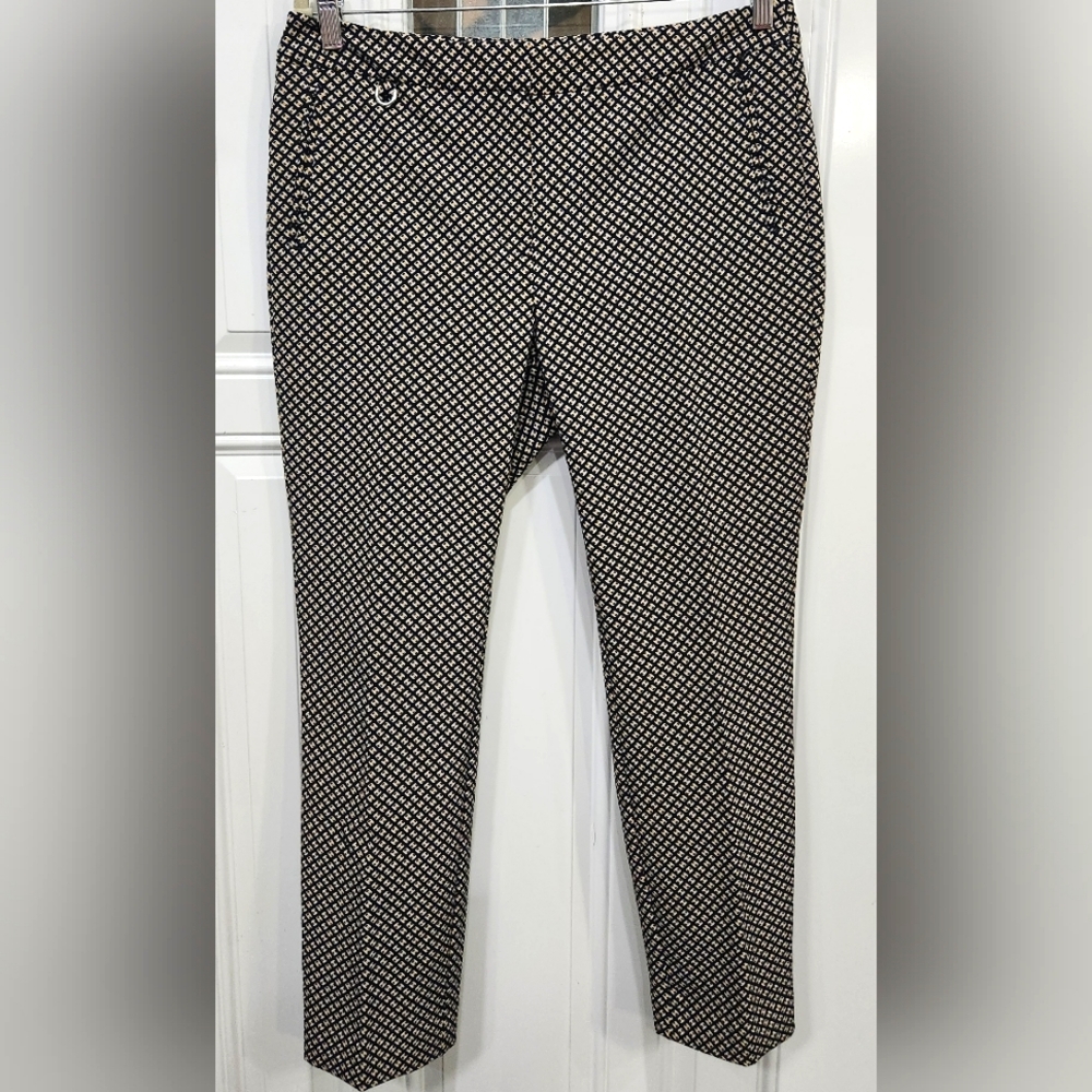 Adrianna Papell Kate black patterned straight leg trousers women's size …